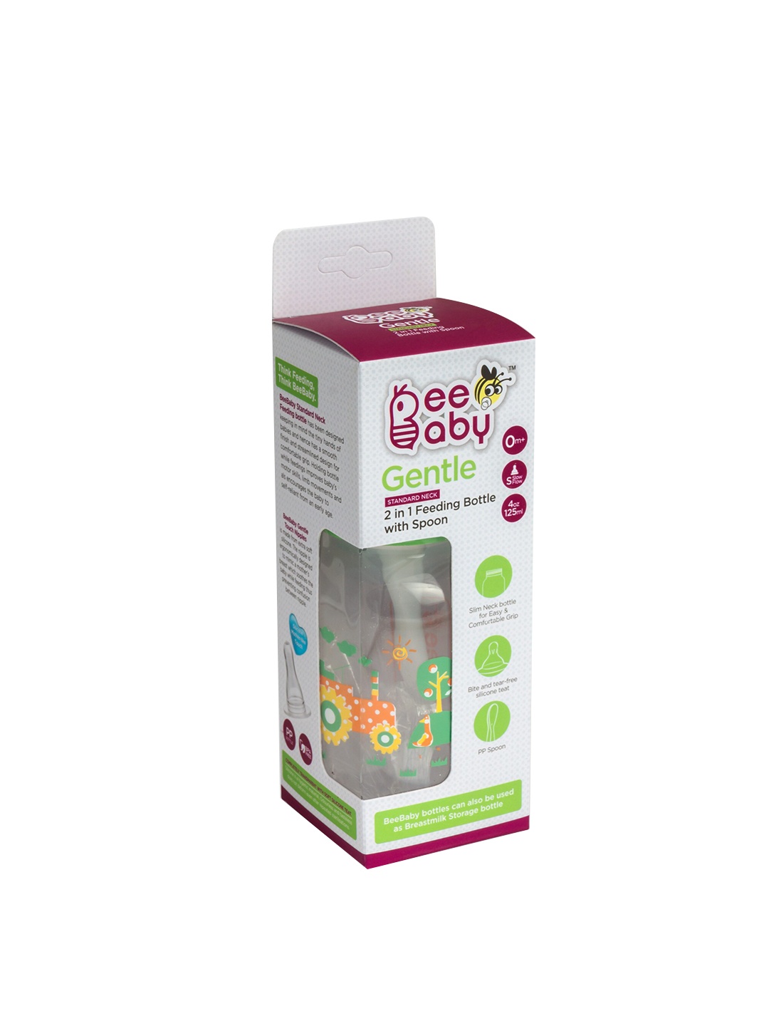 

Beebaby Green Gentle 2 in 1 Baby Feeding Bottle With Plastic Feeder Spoon-125 ml
