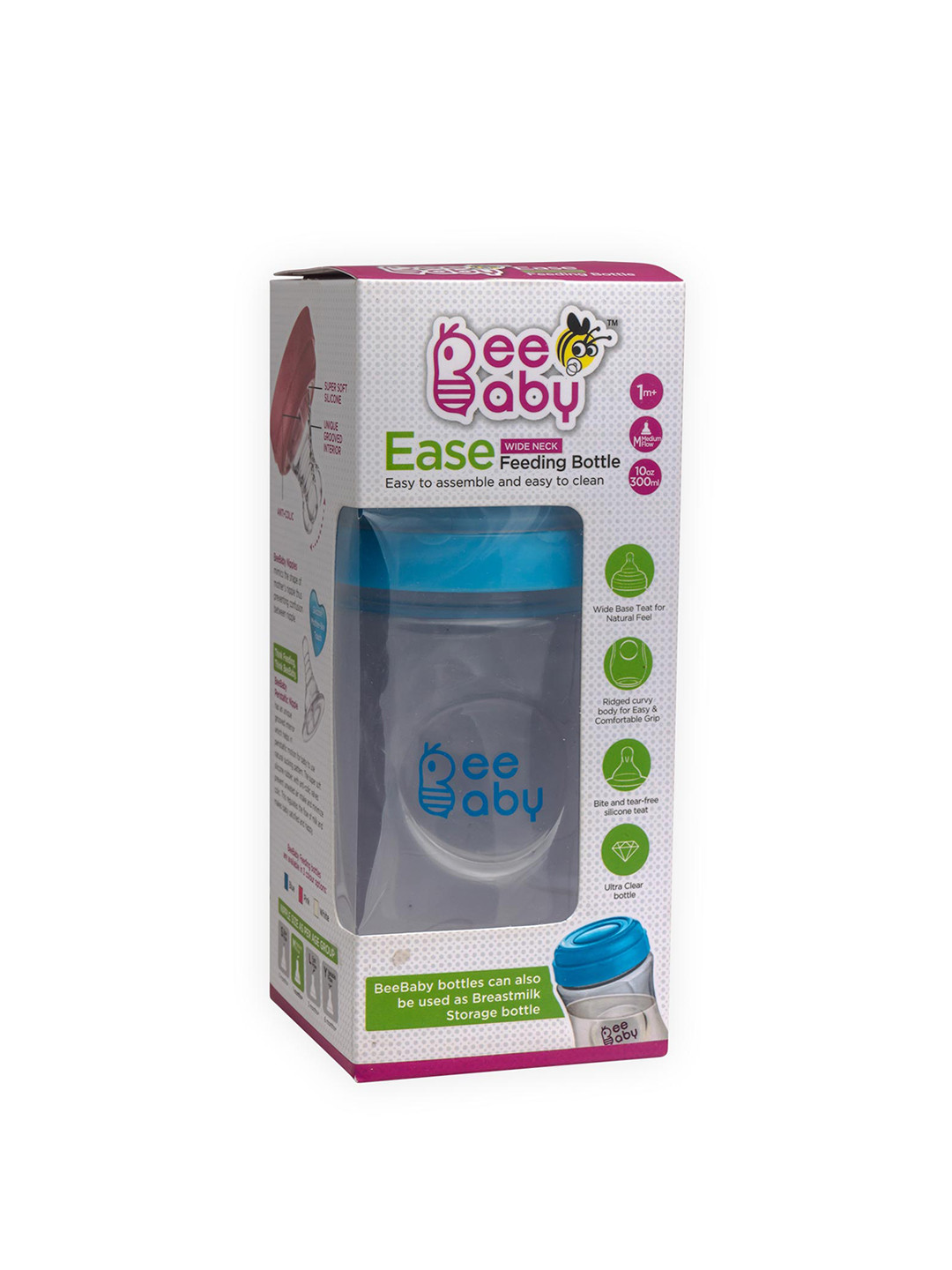 

Beebaby Kids Pink Ease Wide Neck Baby Feeding Bottle, 300 ML