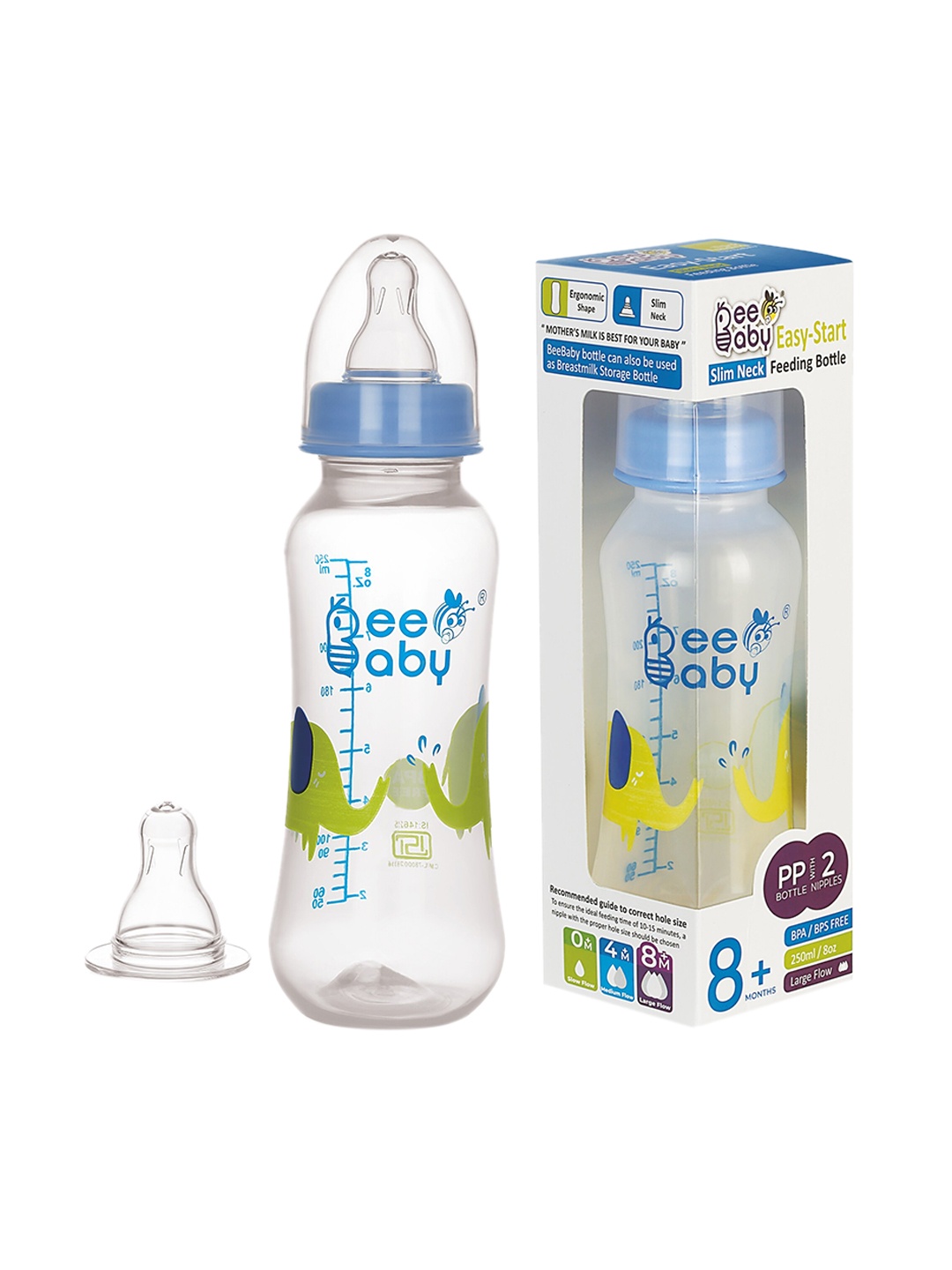 

Beebaby Kids Blue BPA Free Baby Feeding Bottle 2 Gentle Touch Nipples