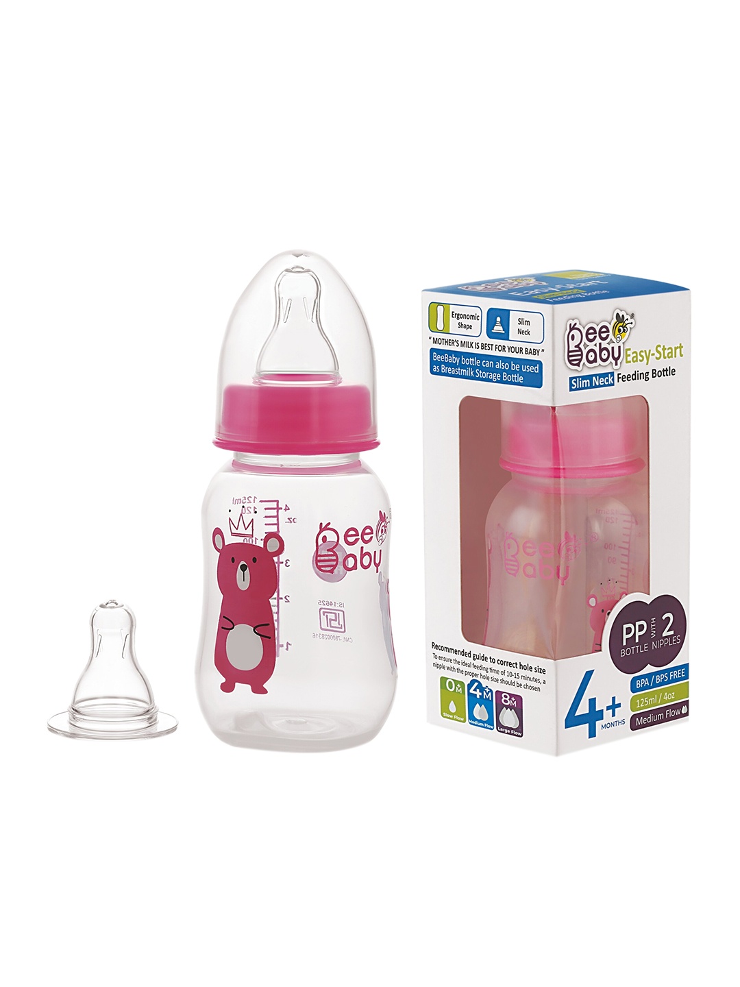 

Beebaby Kids Pink Easy-Start Baby Feeding Bottle, 125 ML