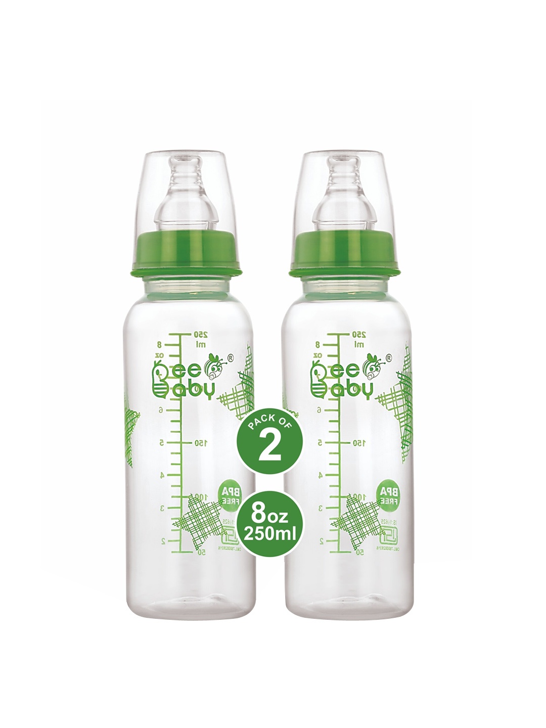 

Beebaby Set of 2 Green Baby Feeding Bottle with Anti-Colic Nipple 250 Ml