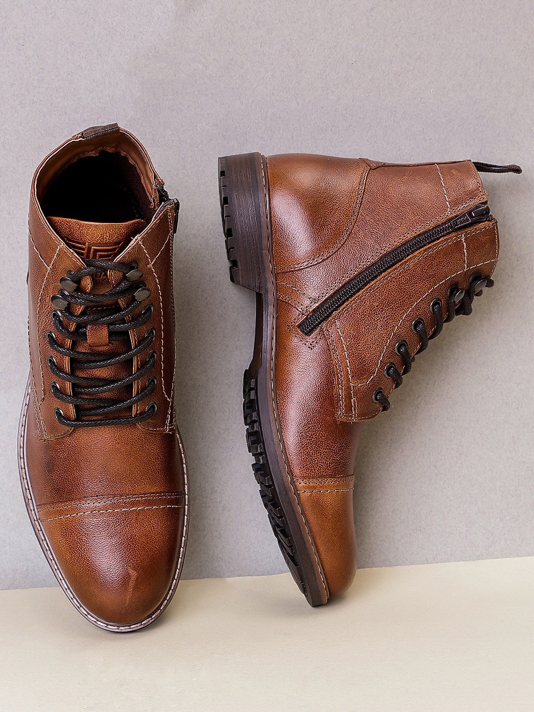 

Red Tape Tan Brown Biker Boots