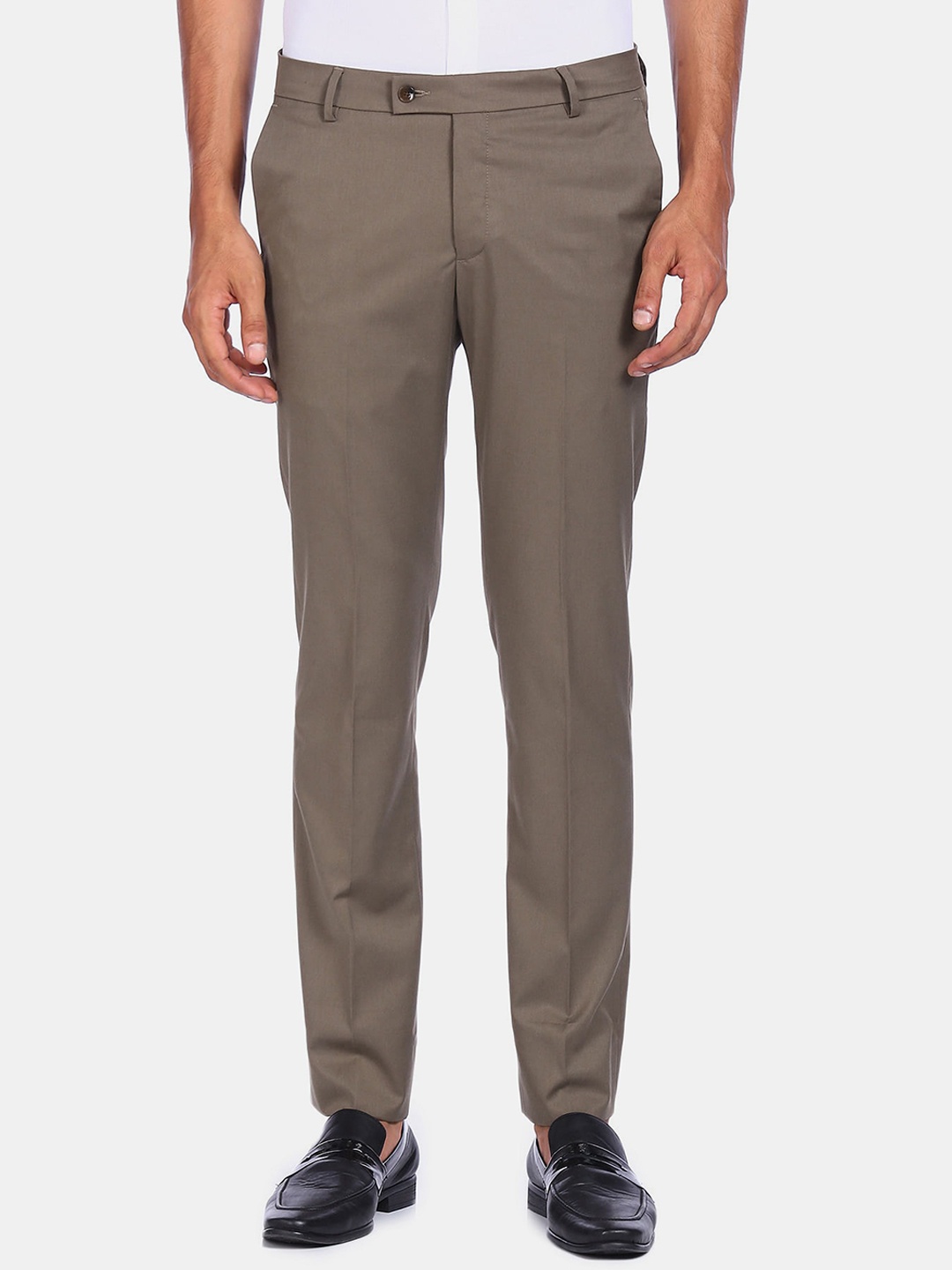 

Arrow Men Grey Solid Formal Trousers