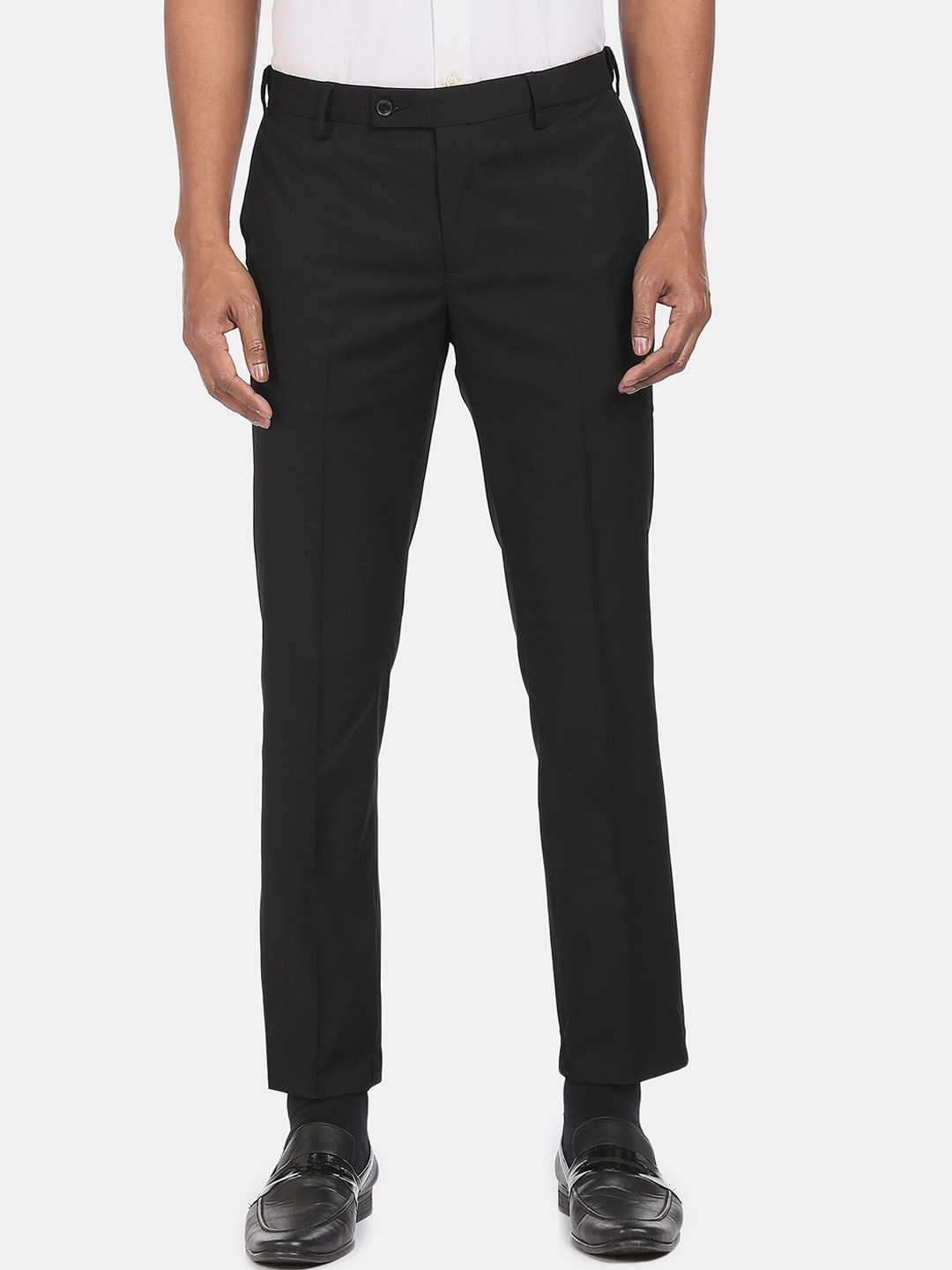 

Arrow Men Black Textured Trousers