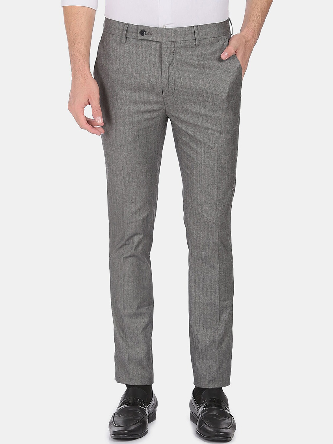

Arrow Men Grey Checked Slim Fit Trousers