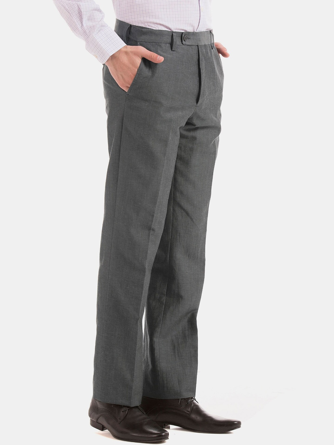 

Arrow Men Grey Mid Rise Regular Fit Formal Trousers