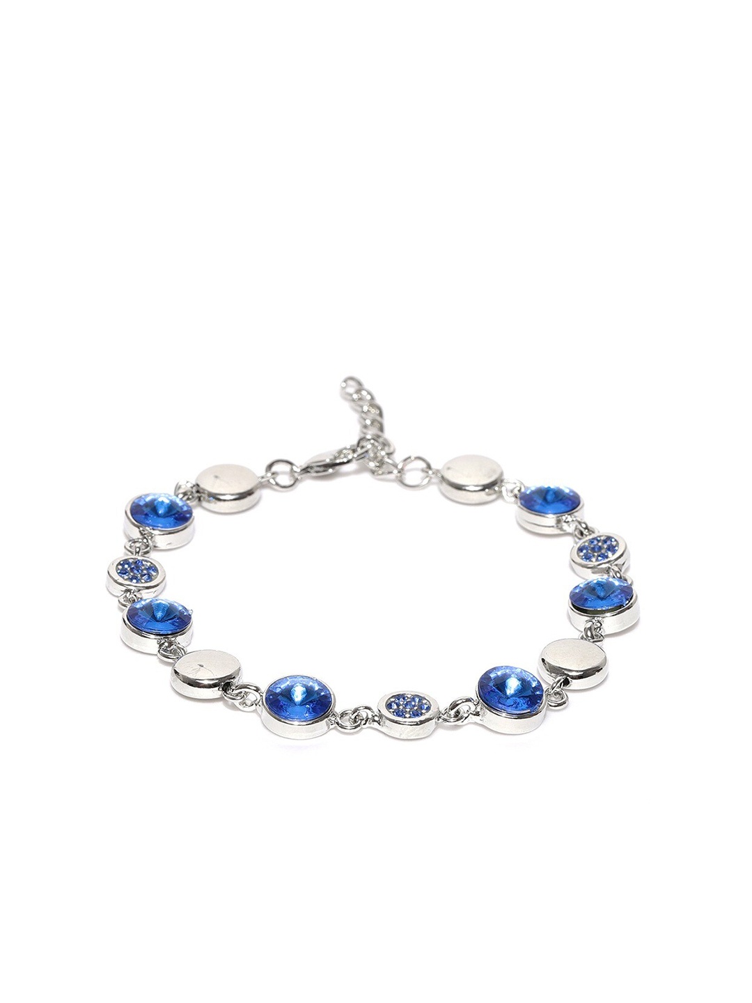 

Mahi Women Silver-Toned & Blue Crystals Rhodium-Plated Charm Bracelet