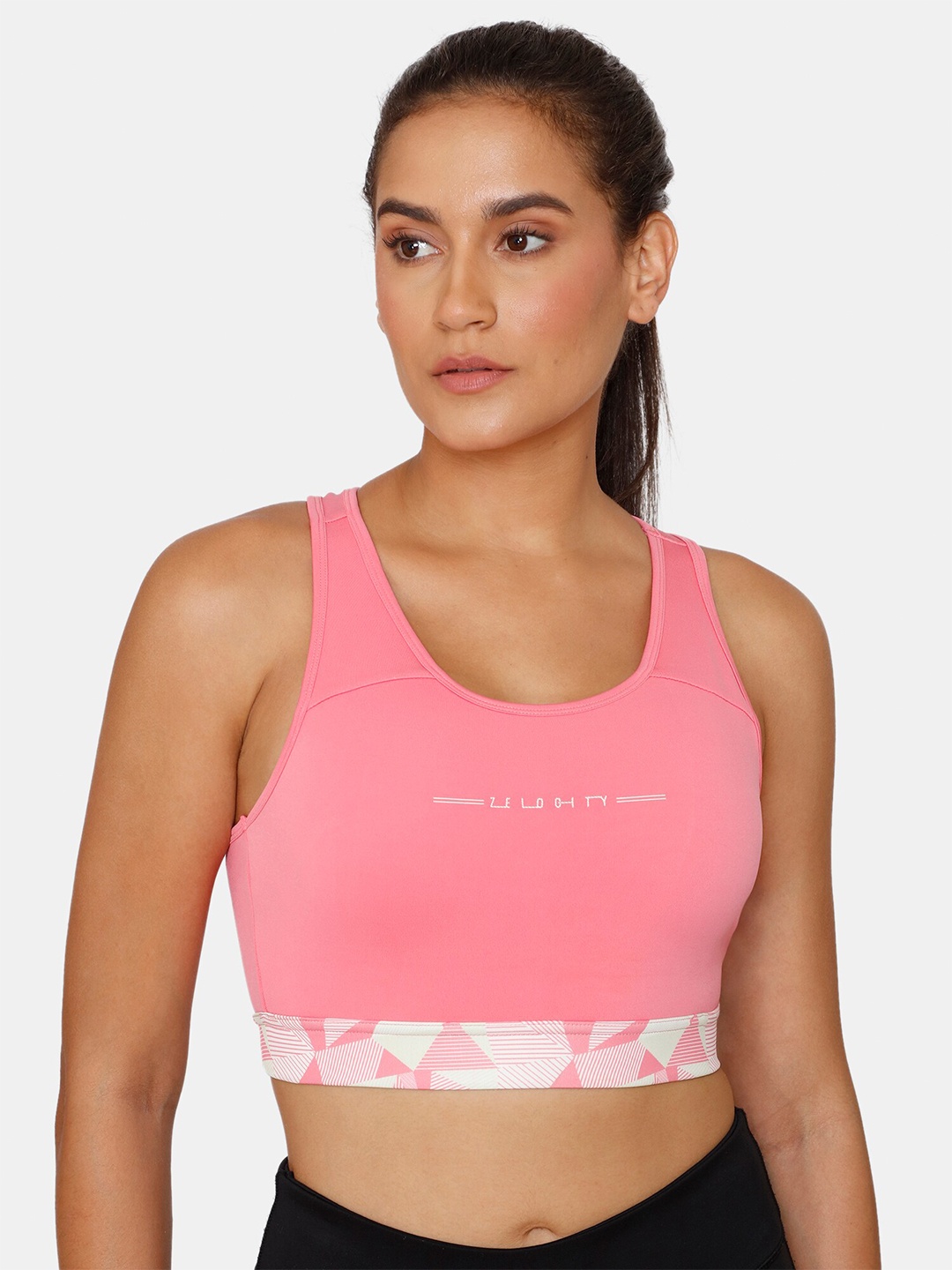 

Zelocity by Zivame Pink Solid Sports Bra