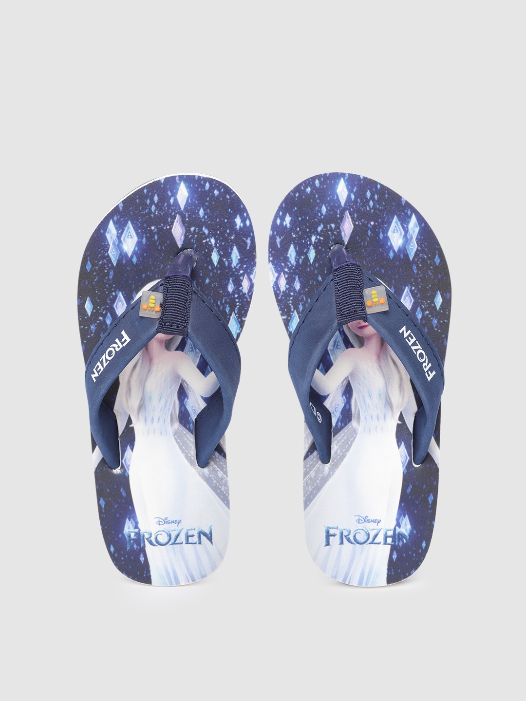 

toothless Girls Navy Blue Elsa Disney Frozen Printed Rubber Thong Flip-Flops