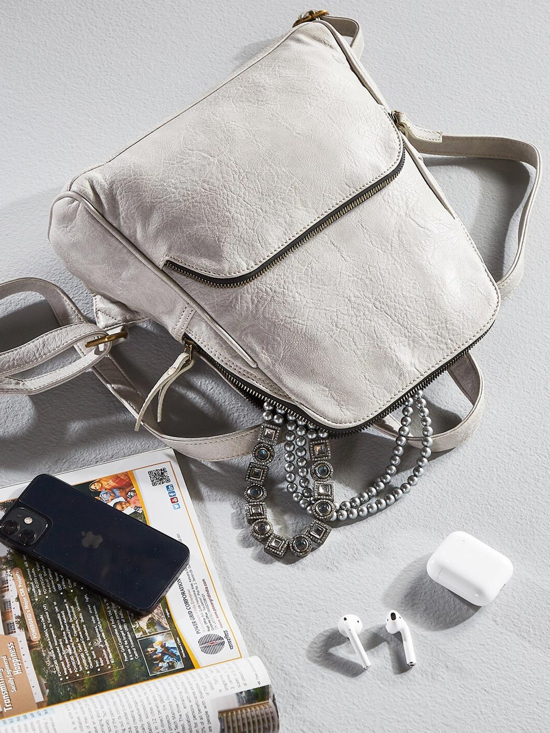 

Mona B Women Silver-Toned Convertible Daypack with Stylish Design