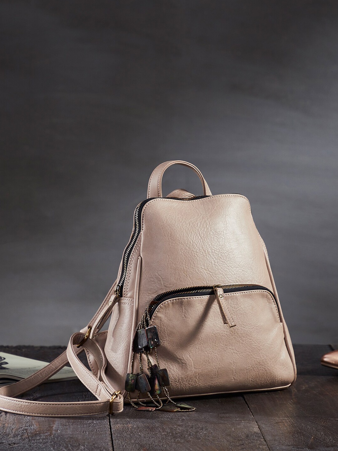

Mona B Women Nude-Coloured Convertible Daypack with Stylish Design