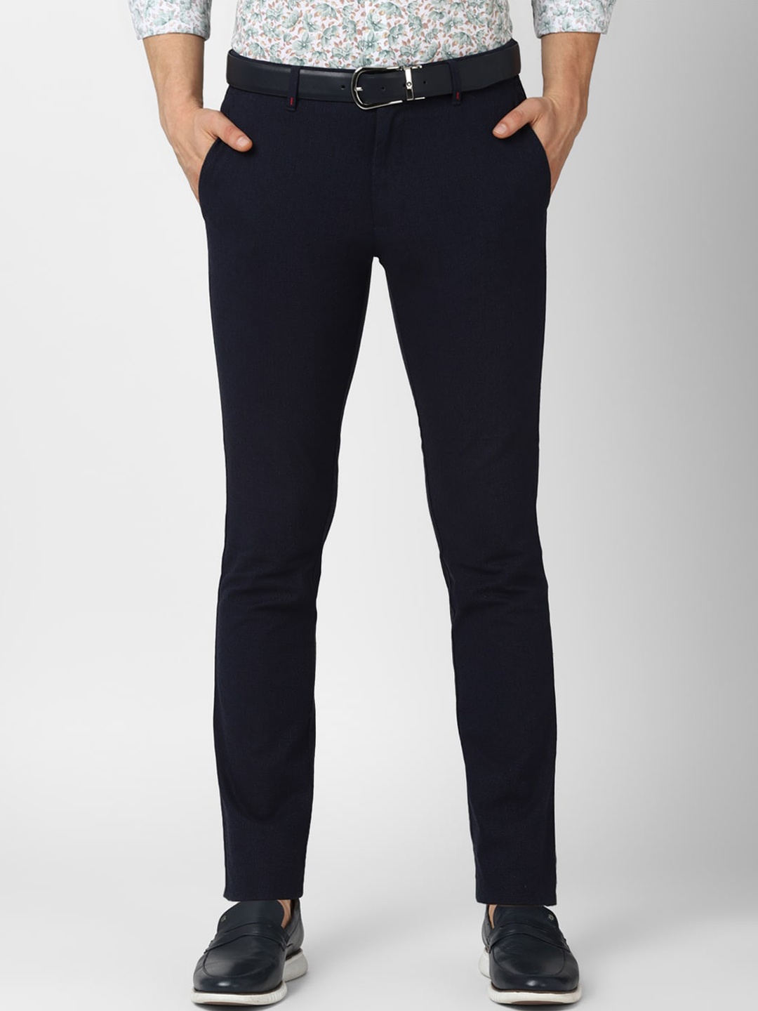 

V Dot Men Navy Blue Slim Fit Trousers