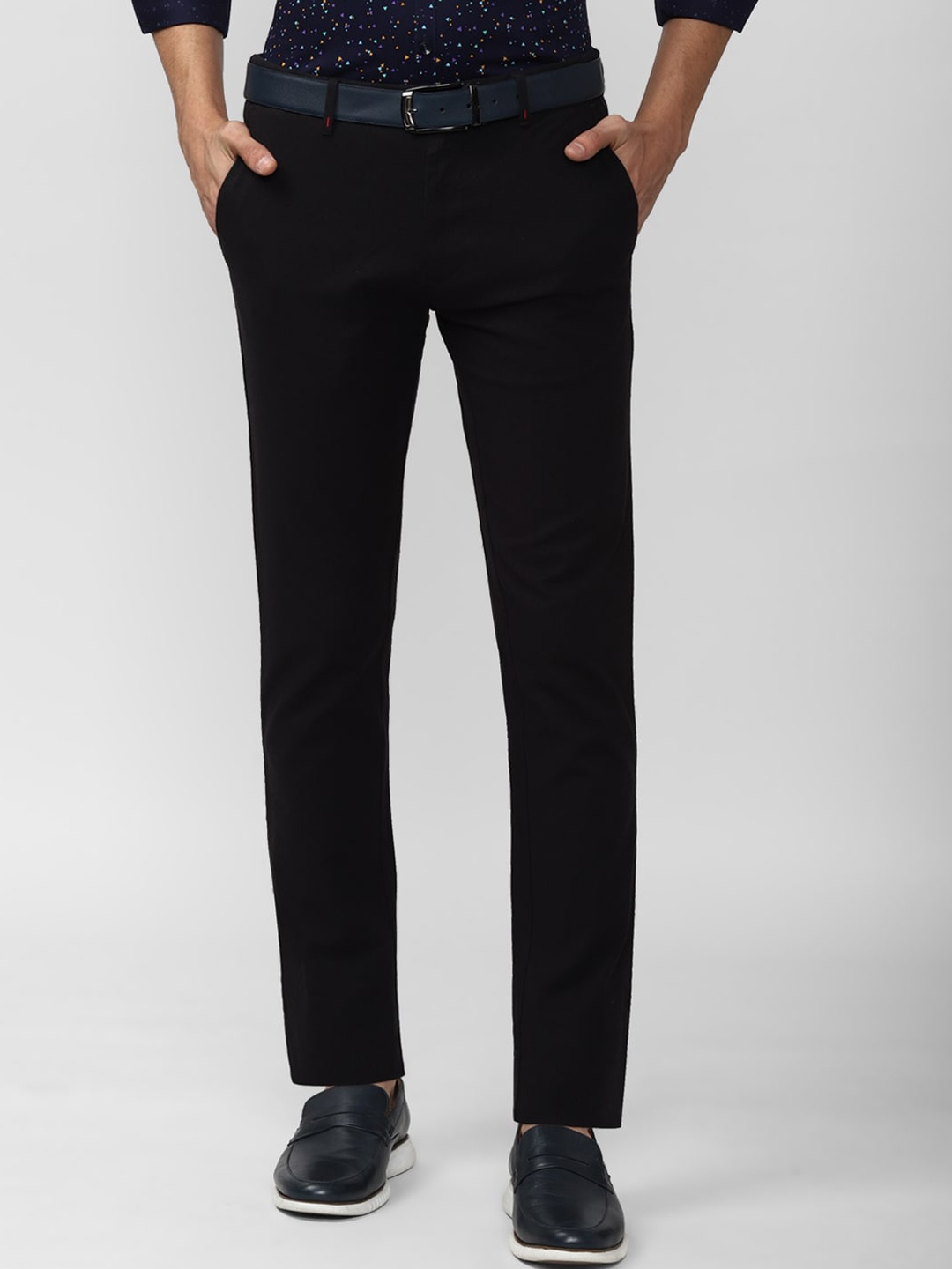 

V Dot Men Black Slim Fit Cotton Trousers