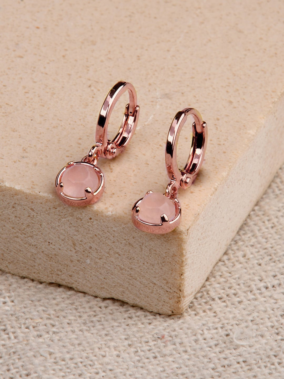 

Accessorize London Gold-Plated Pink Quartz Drop Hoop Earrings