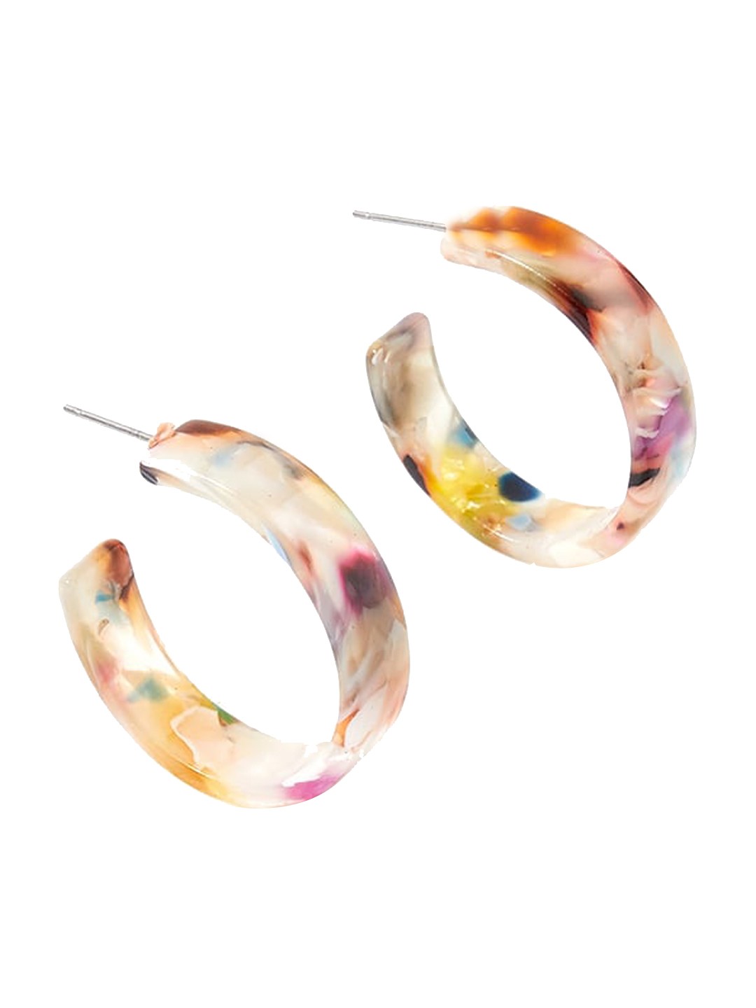 

Accessorize London Harvest Tort And Pearlescent Circular Half Hoop Earrings, Multi