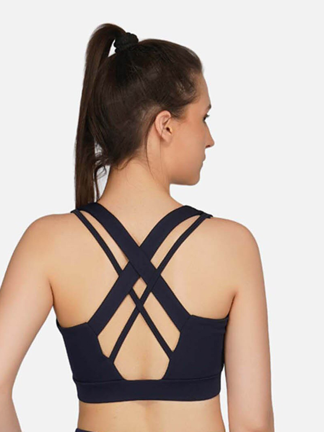 

IMPERATIVE Blue Solid Non Padded Workout Bra