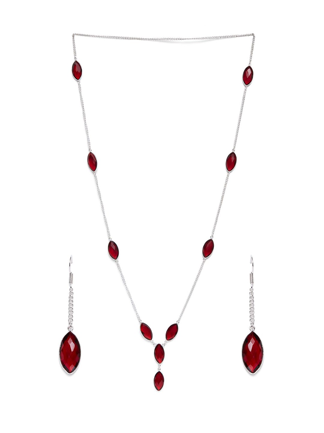 

Bamboo Tree Jewels Silver-Toned & Maroon Silver-Plated Handcrafted Necklace