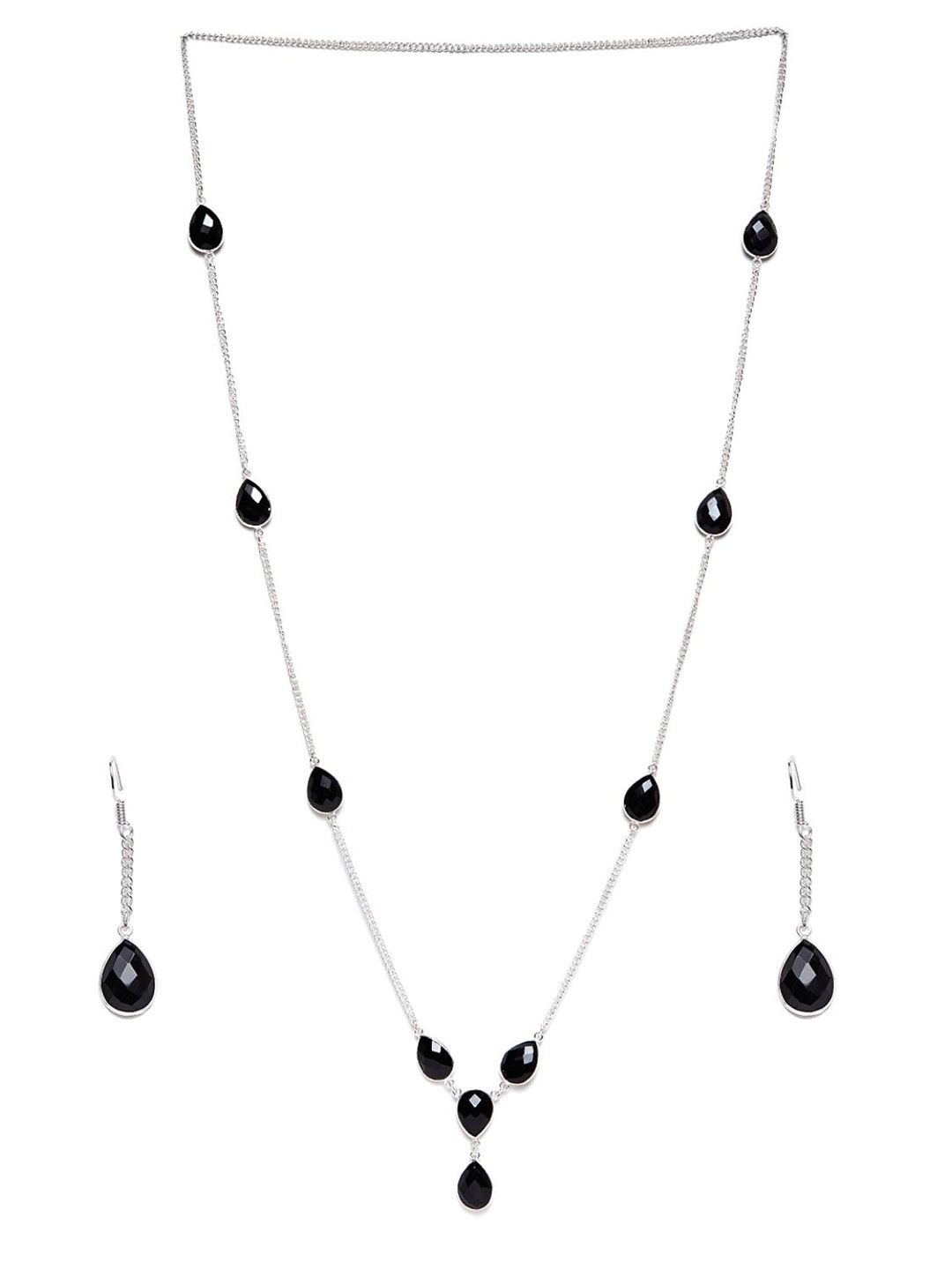 

Bamboo Tree Jewels Silver-Toned & Black Silver-Plated Handcrafted Necklace