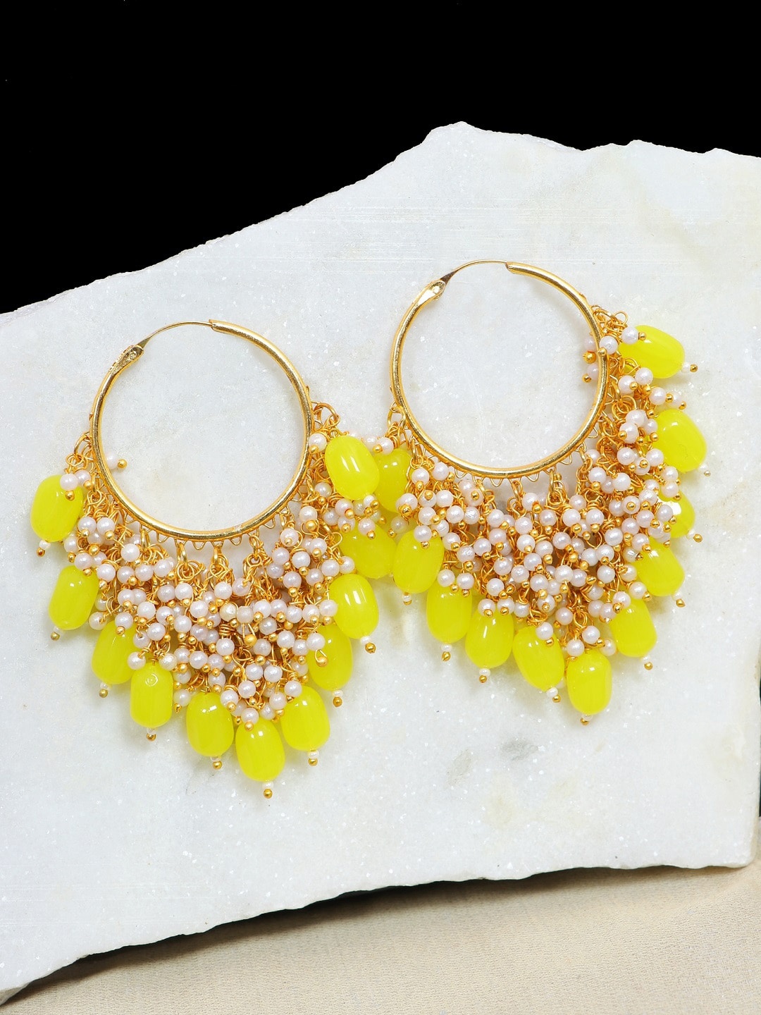 

Crunchy Fashion Yellow Contemporary Hoop Earrings