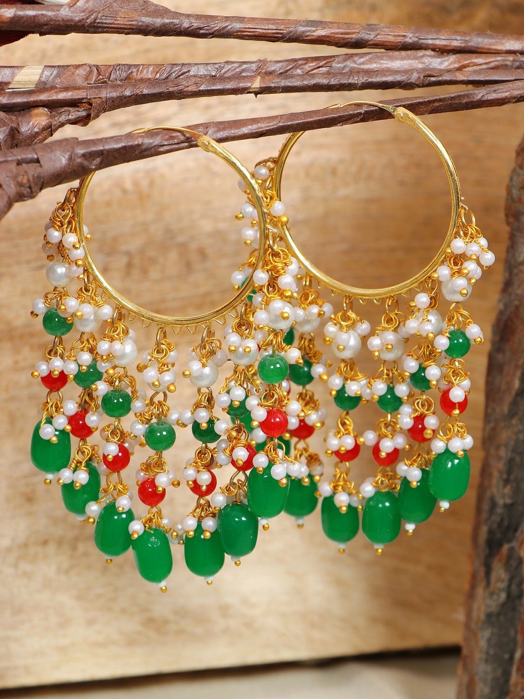 

Crunchy Fashion Multicoloured Contemporary Half Hoop Earrings, Multi