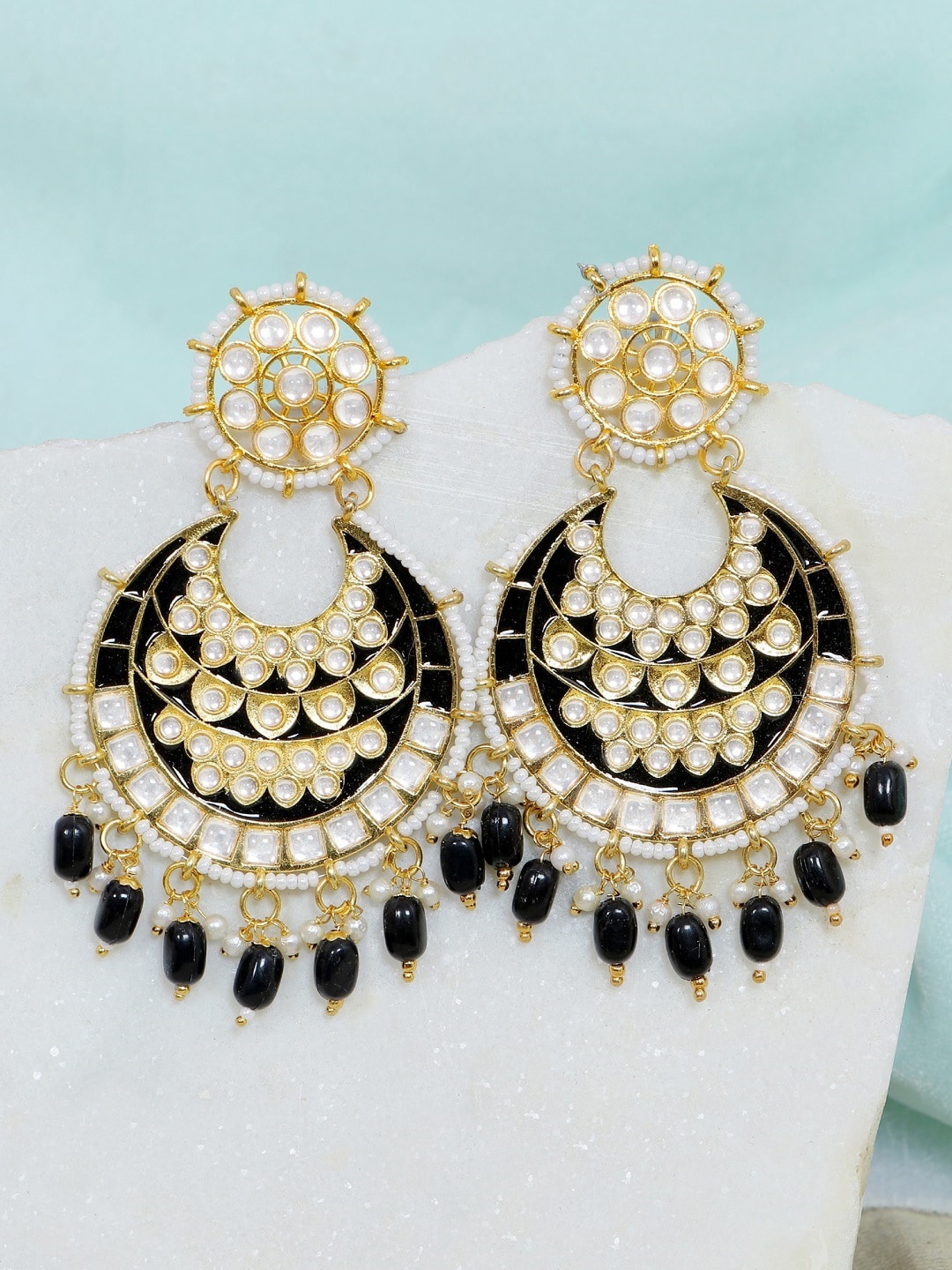 

Crunchy Fashion Black Contemporary Chandbalis Earrings
