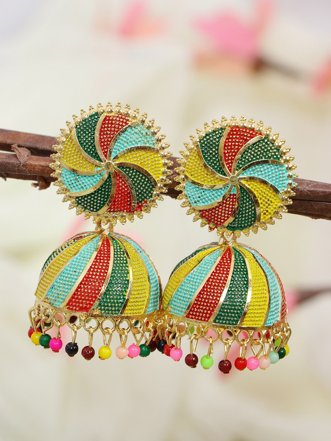 

Crunchy Fashion Multicoloured Contemporary Jhumkas Earrings, Multi