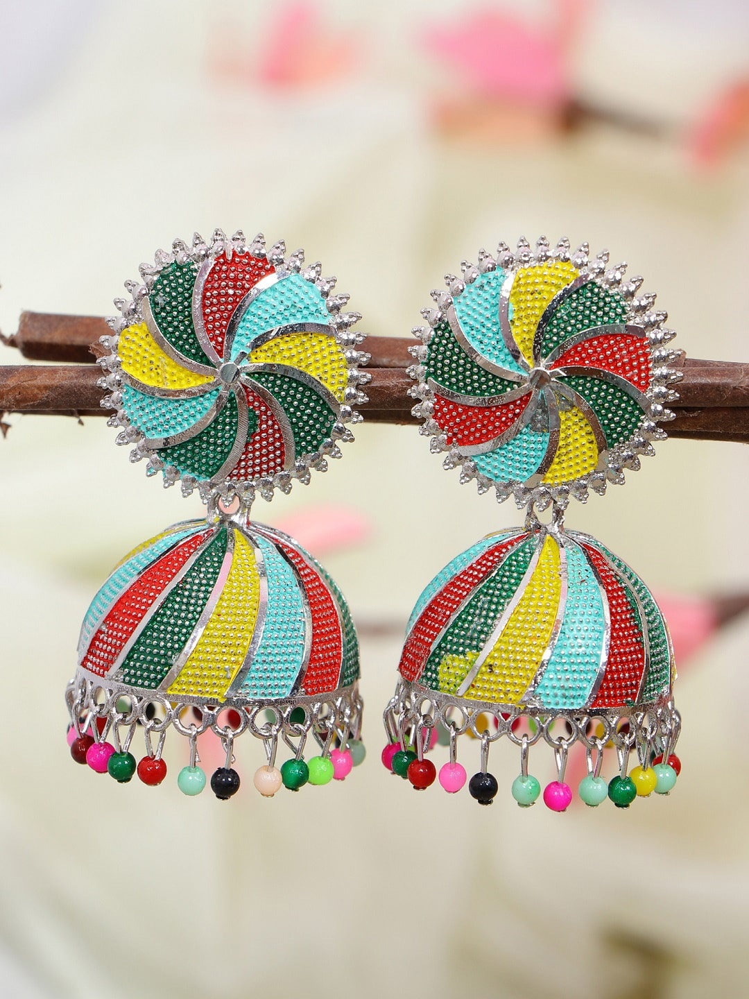 

Crunchy Fashion Multicoloured Contemporary Jhumkas Earrings, Multi