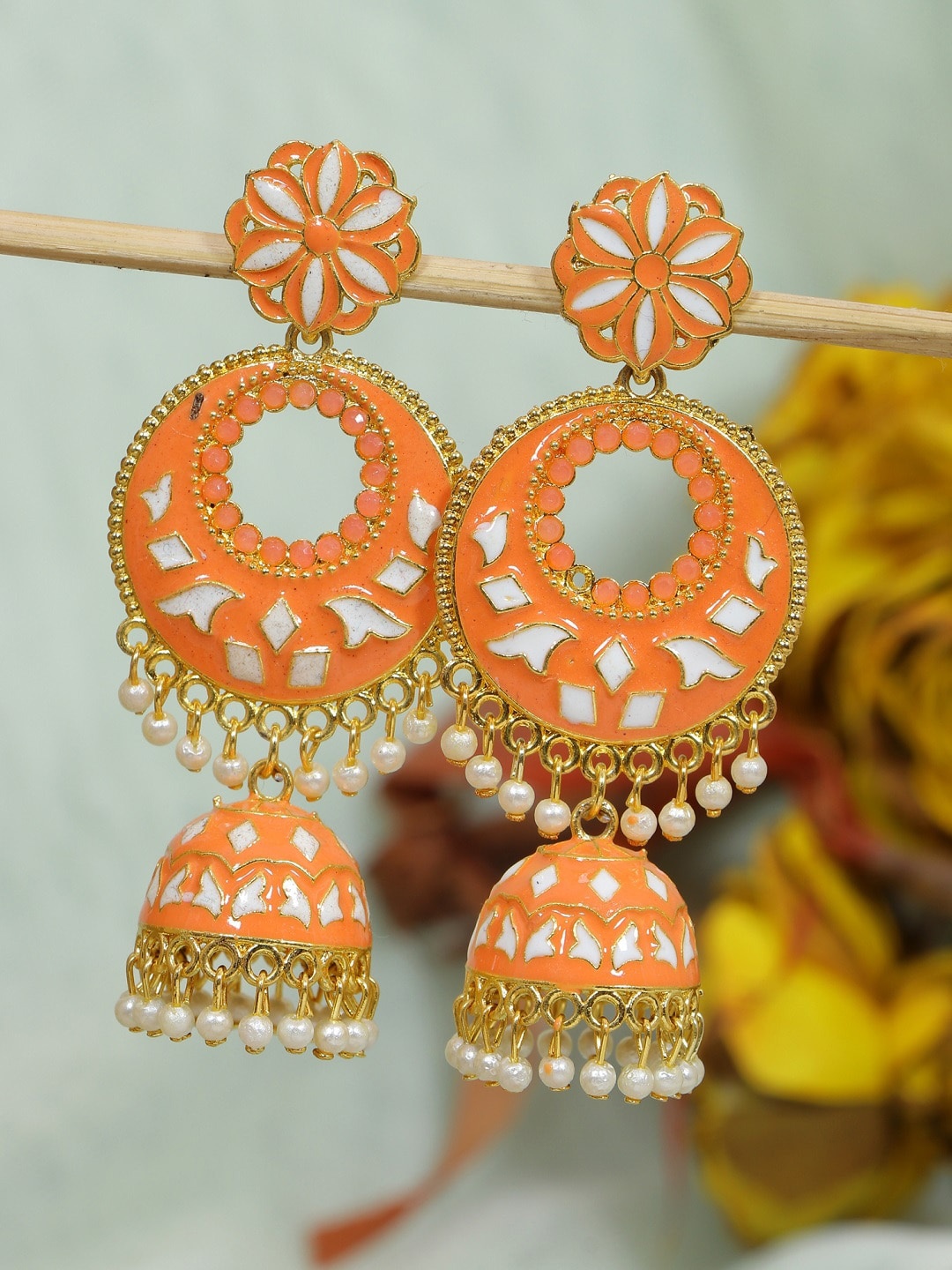 

Crunchy Fashion Orange Contemporary Jhumkas Earrings