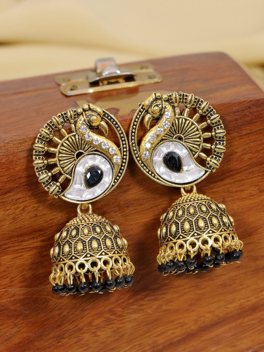 

Crunchy Fashion Black Contemporary Jhumkas Earrings