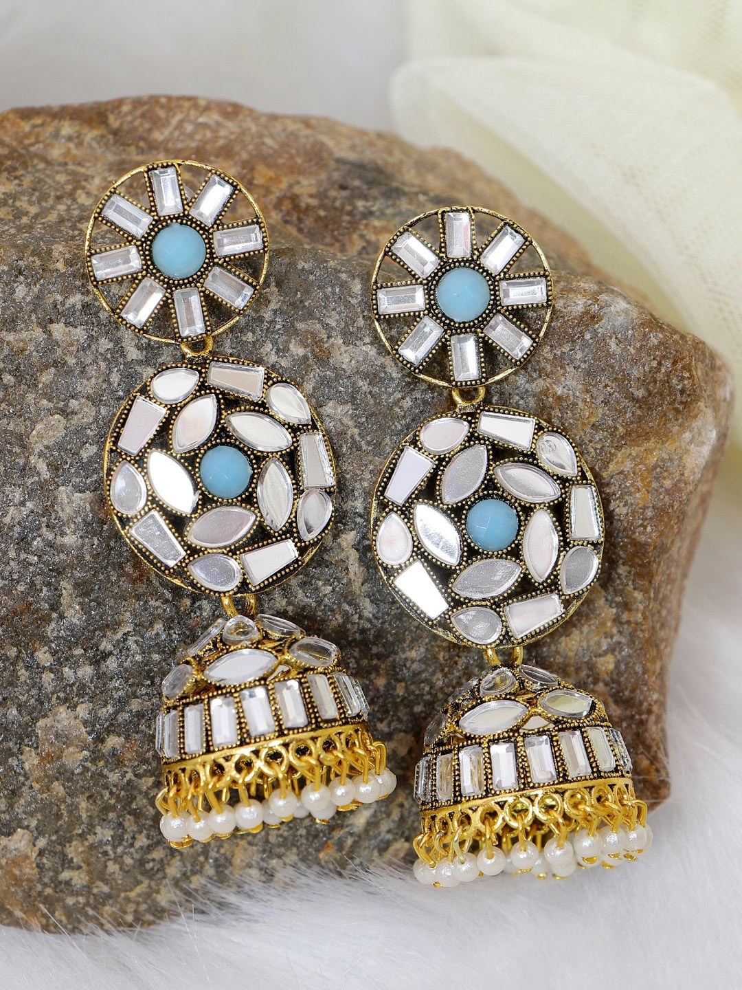 

Crunchy Fashion Blue Contemporary Jhumkas Earrings