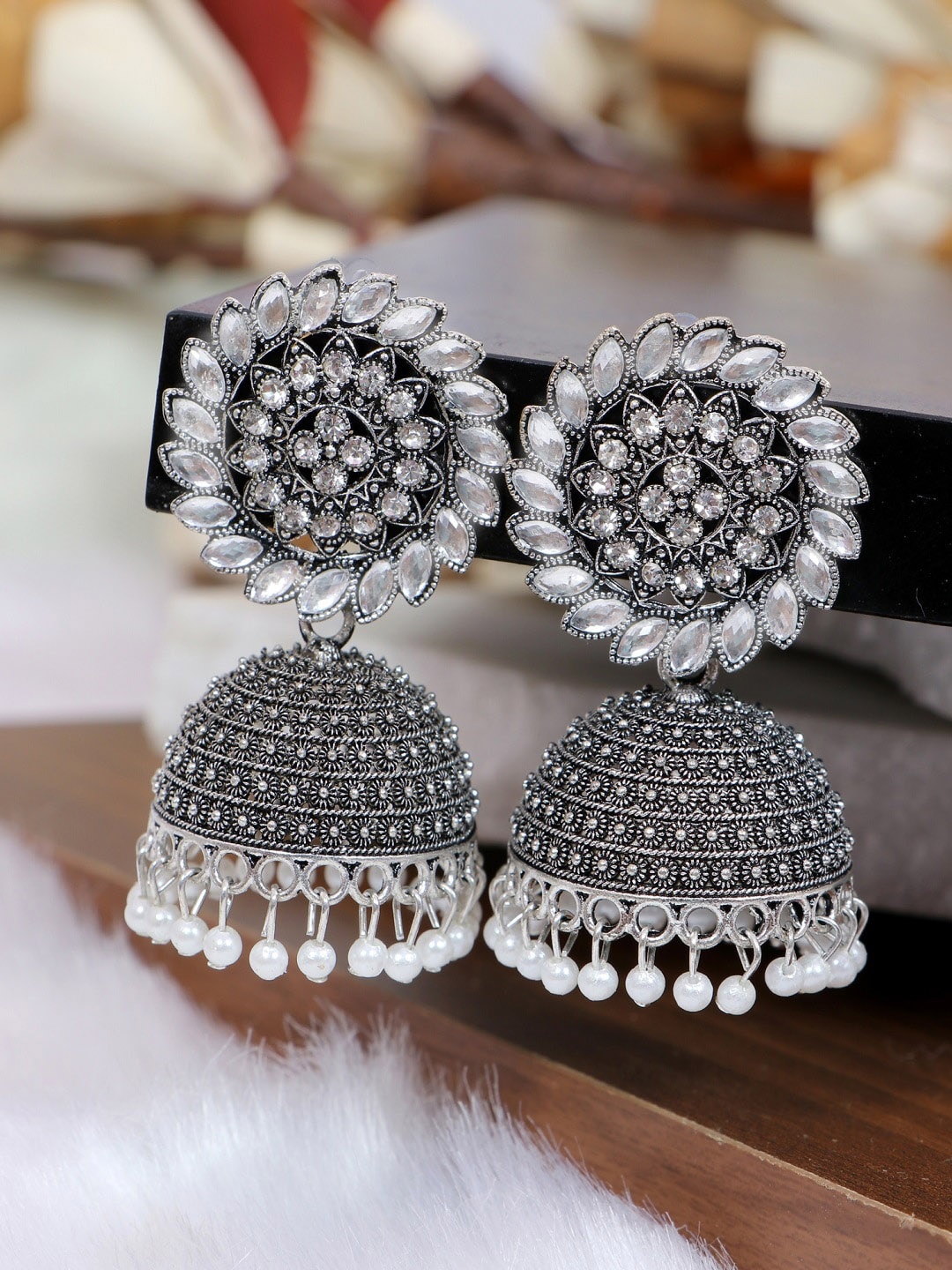 

Crunchy Fashion Silver-Plated Contemporary Jhumkas Earrings