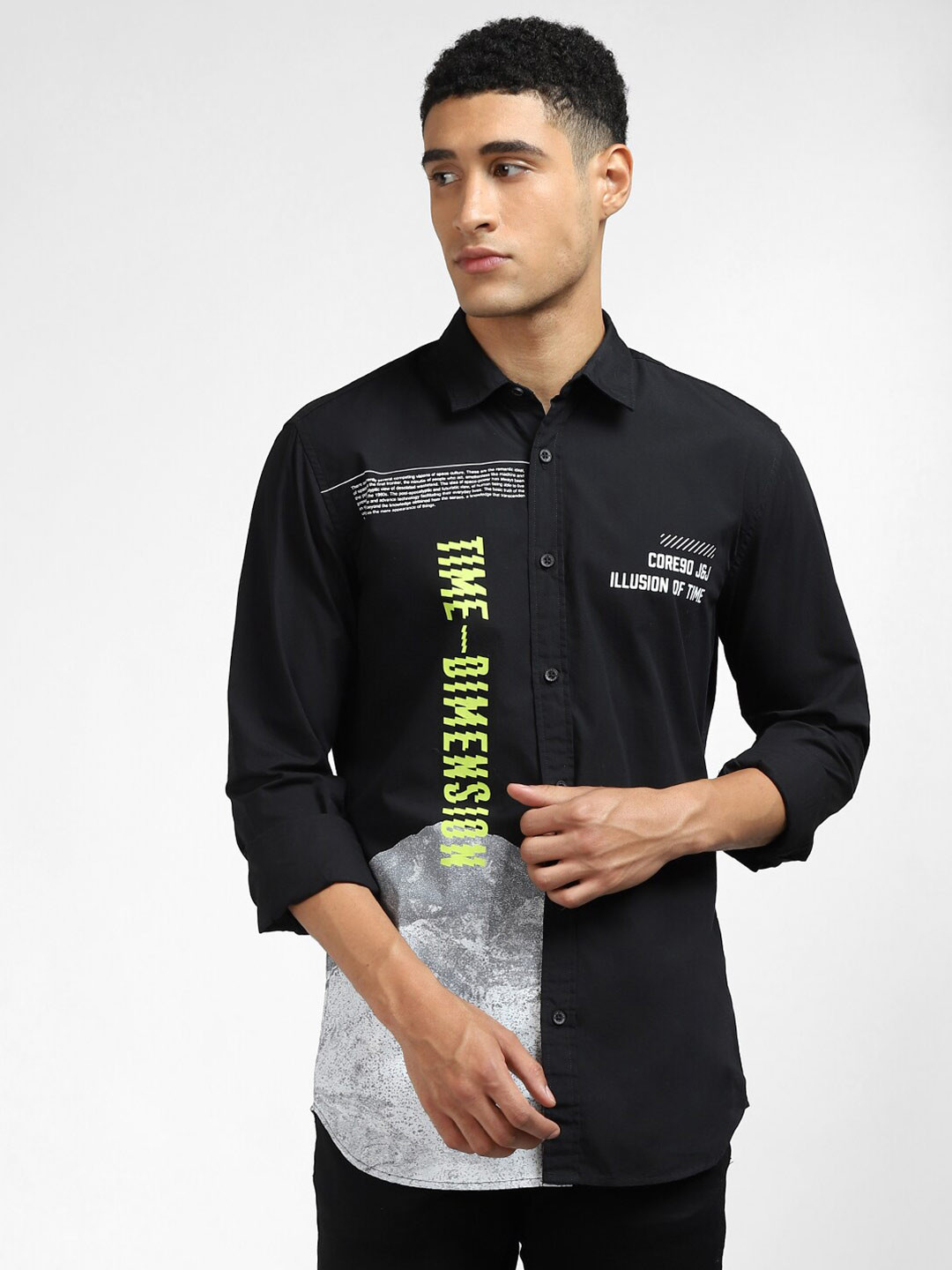 

Jack & Jones Men Black Printed Casual Shirt