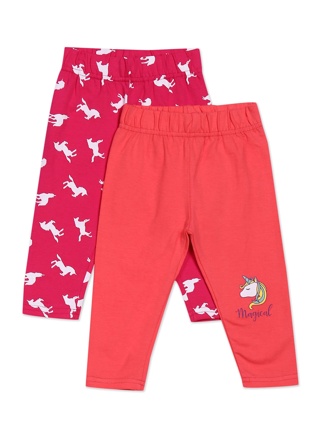 

Donuts Infant Girls Pack of 2 Fuchsia & Coral Printed Leggings