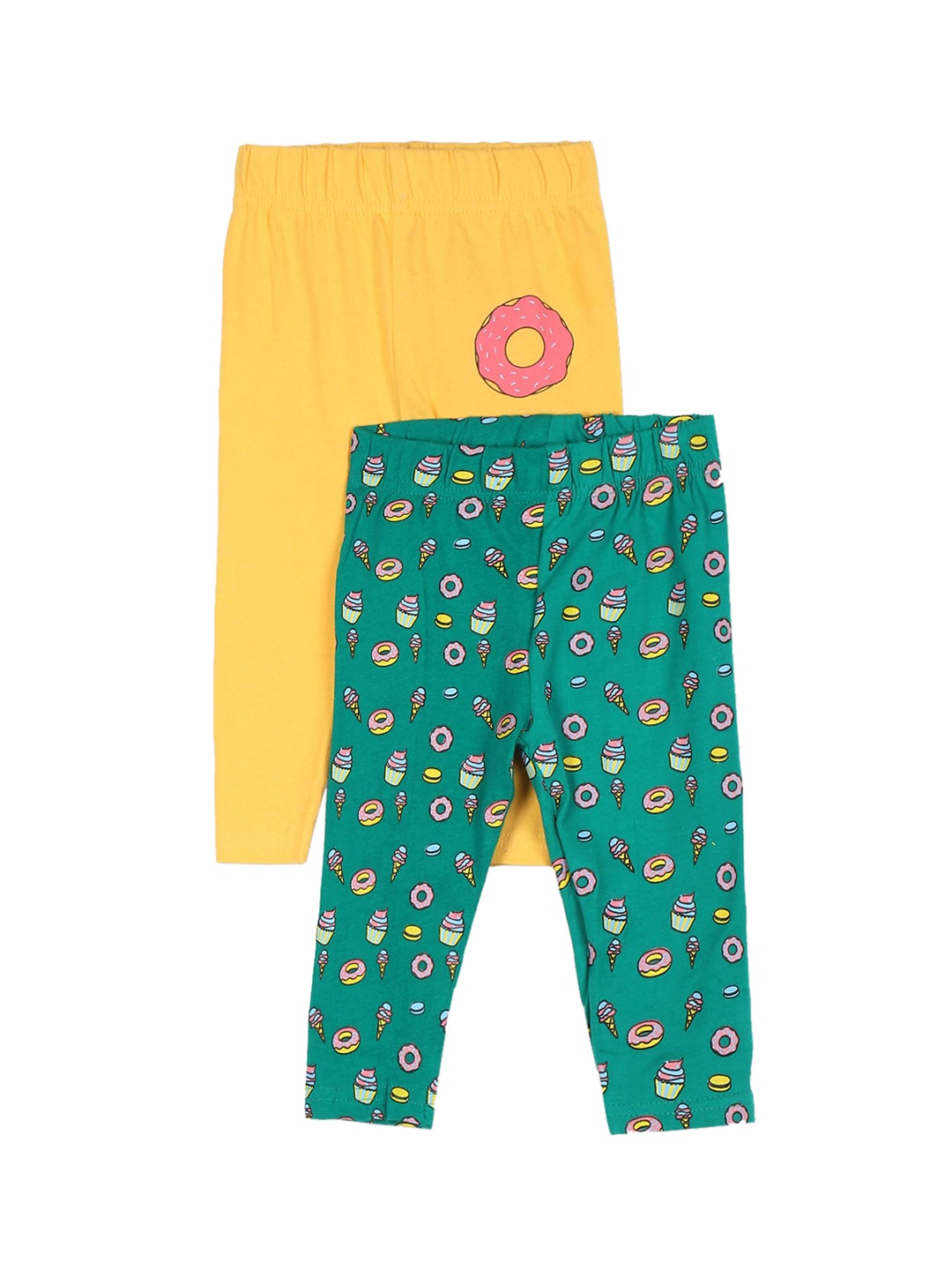 

Donuts Pack Of 2 Mid Rise Cotton Leggings, Yellow