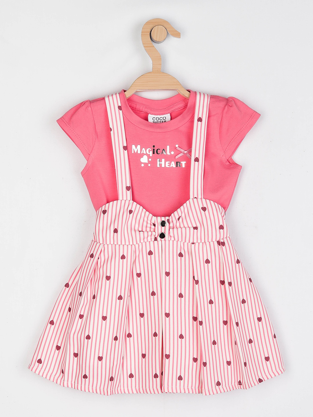 

Peppermint Infant Girls Pink Printed Dungarees With T-Shirt