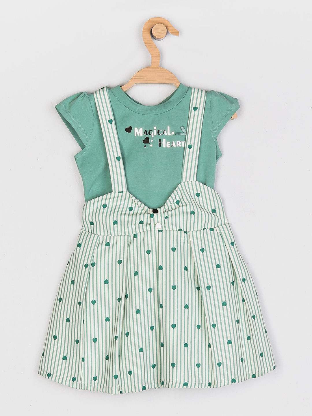 

Peppermint Girls Olive Stripped Dungaree