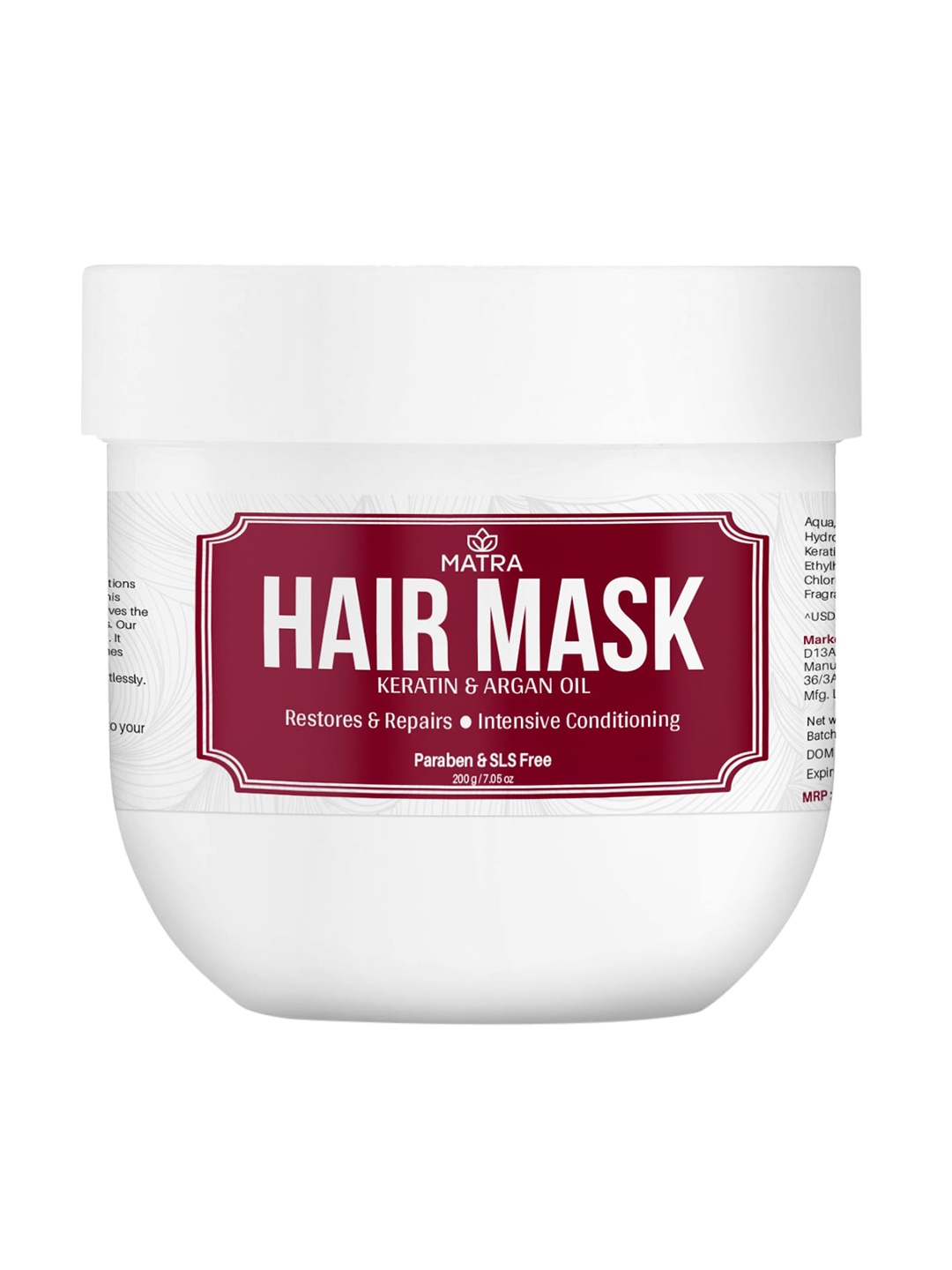 

MATRA Keratin & Argan Oil Hair Mask - 200 g, White