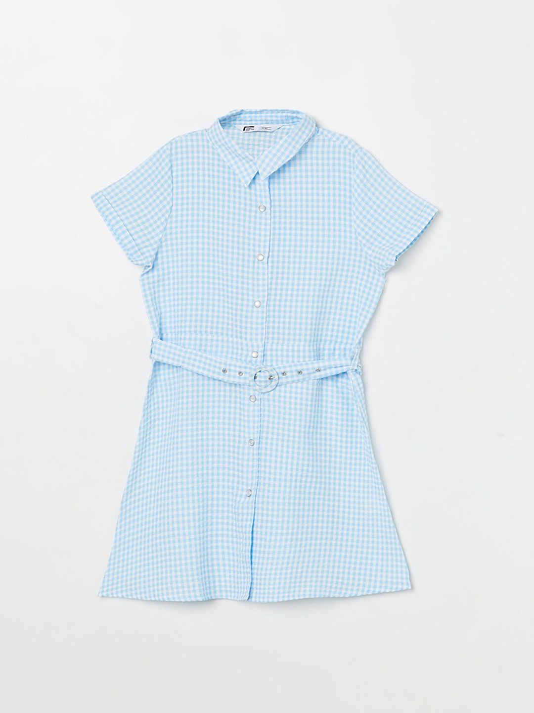 

Fame Forever by Lifestyle Blue Checked Shirt Style Pure Cotton Longline Top