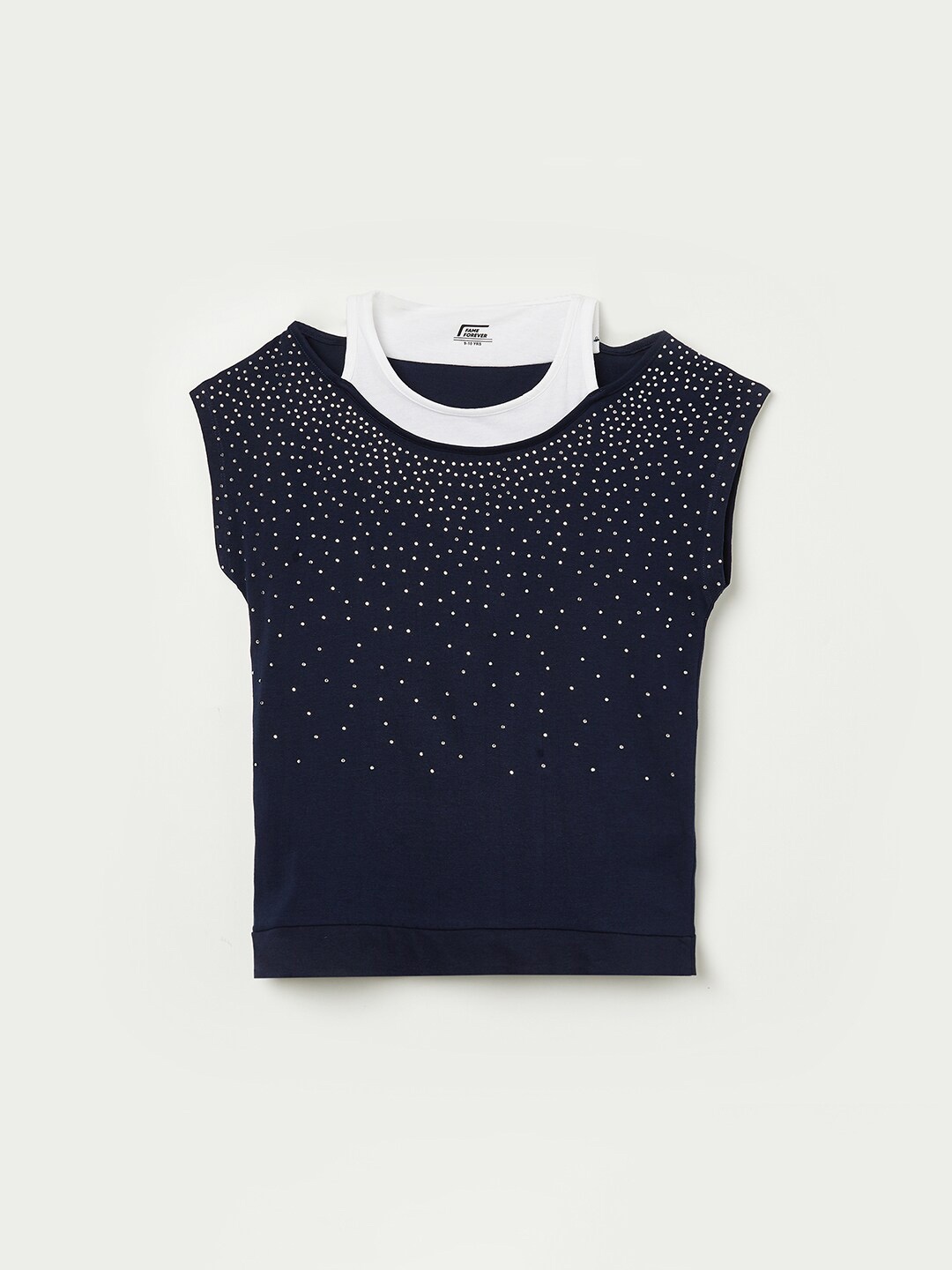 

Fame Forever by Lifestyle Navy Blue Embellished Top