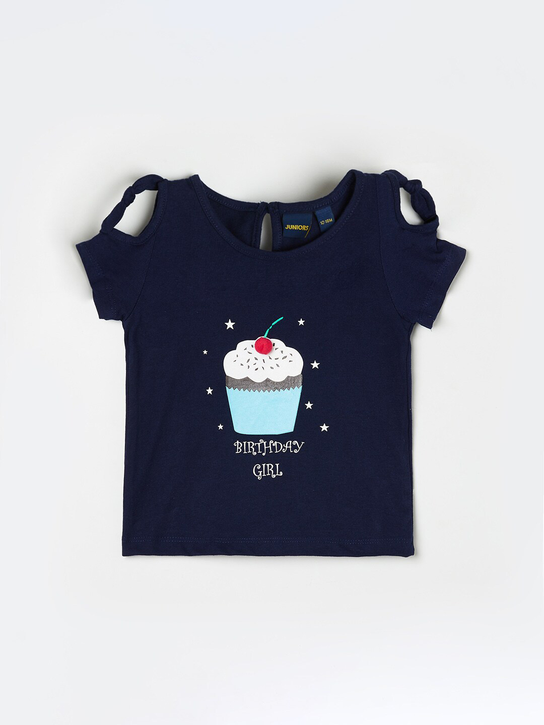 

Juniors by Lifestyle Navy Blue Printed Pure Cotton Top