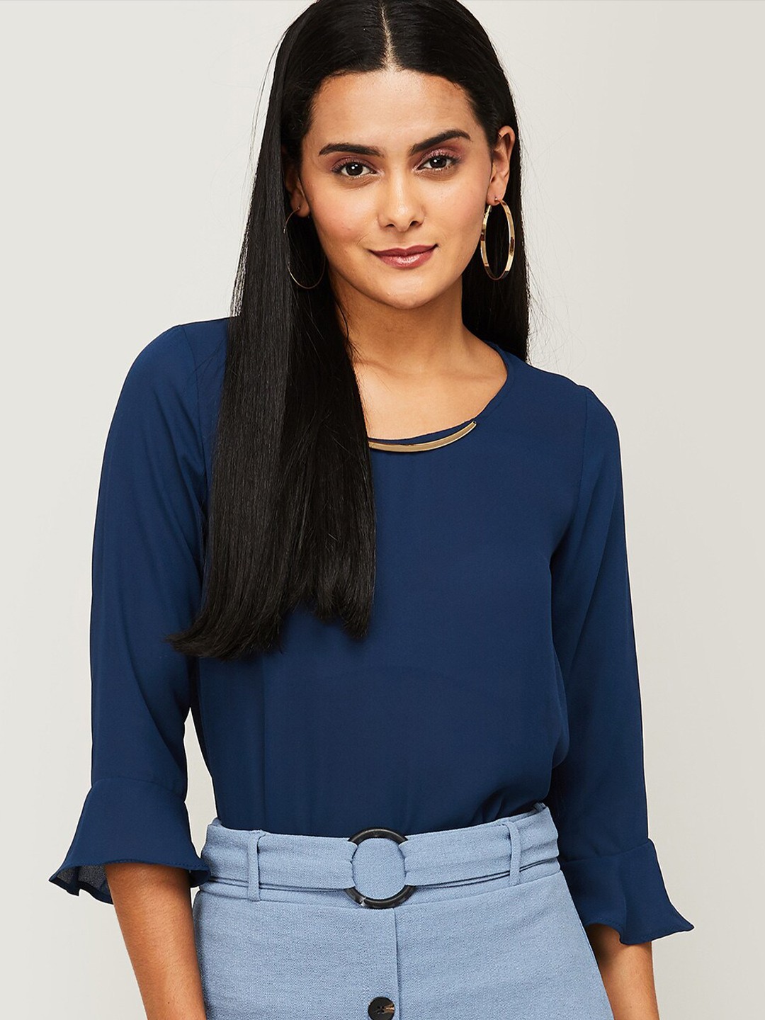 

CODE by Lifestyle Blue Bell Sleeves Top
