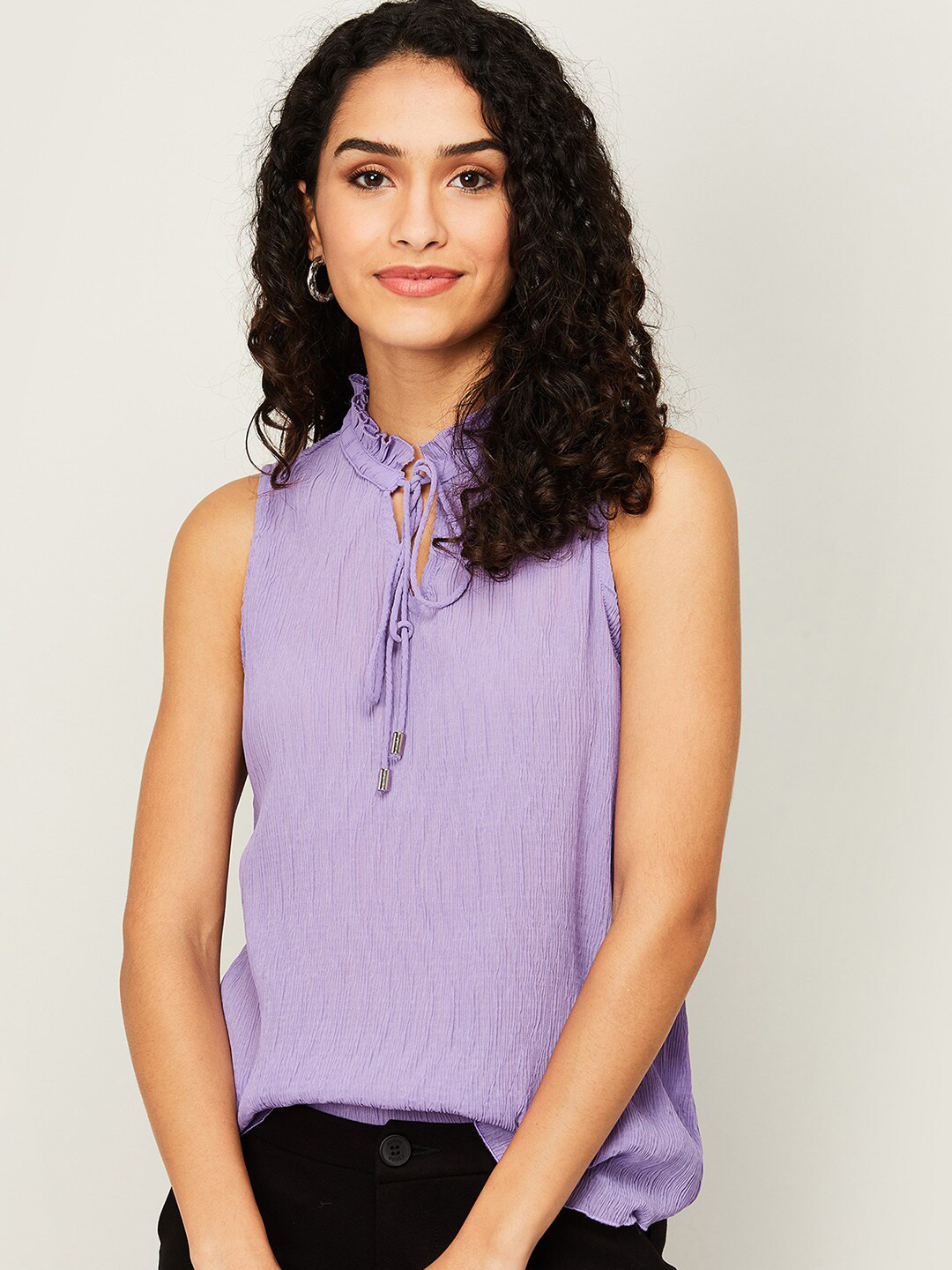 

CODE by Lifestyle Purple Tie-Up Neck Top