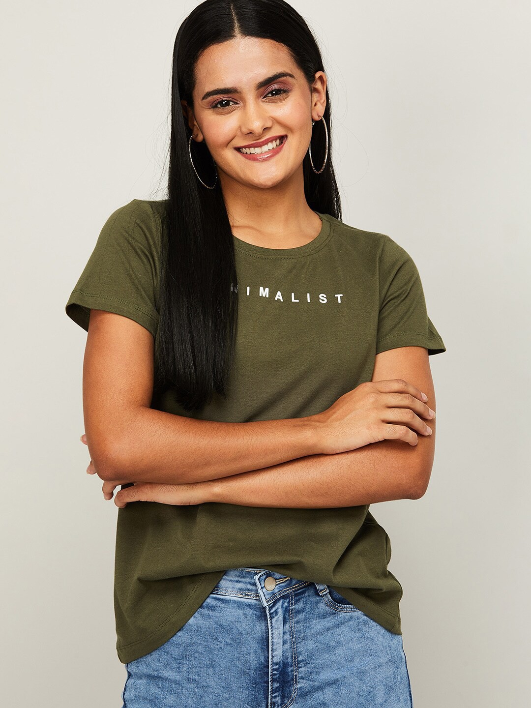 

Fame Forever by Lifestyle Olive Green & Off White Print Top