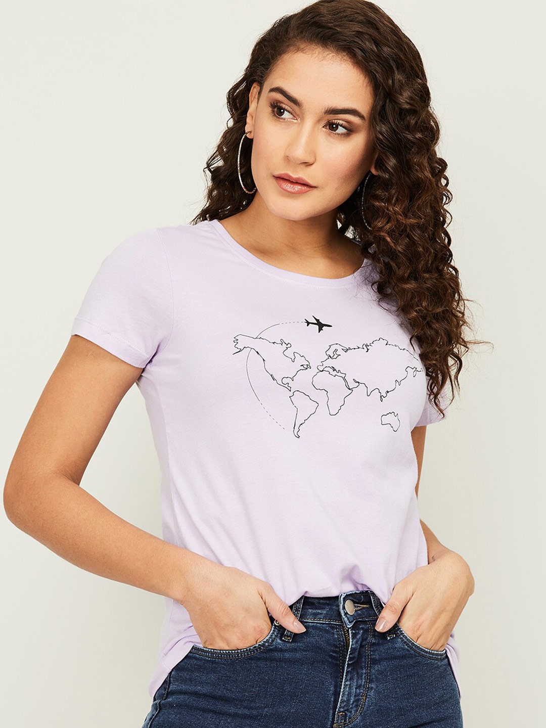 

Fame Forever by Lifestyle Purple Print Pure Cotton Top