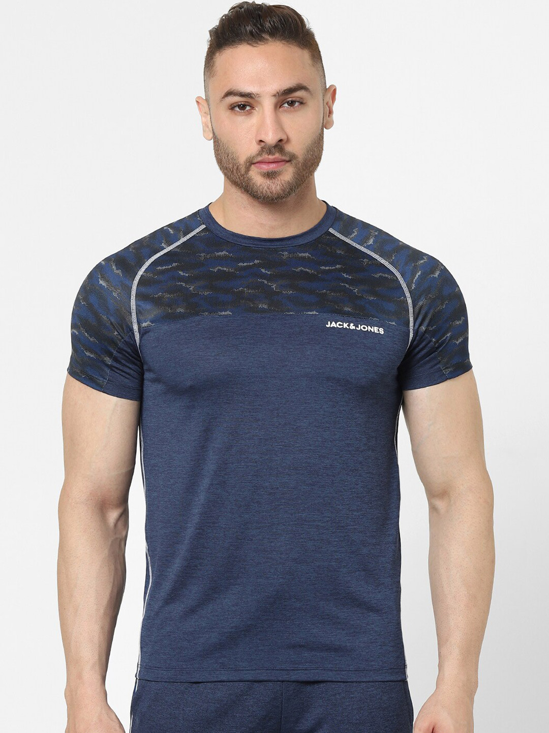 

Jack & Jones Men Navy Blue Printed T-shirt