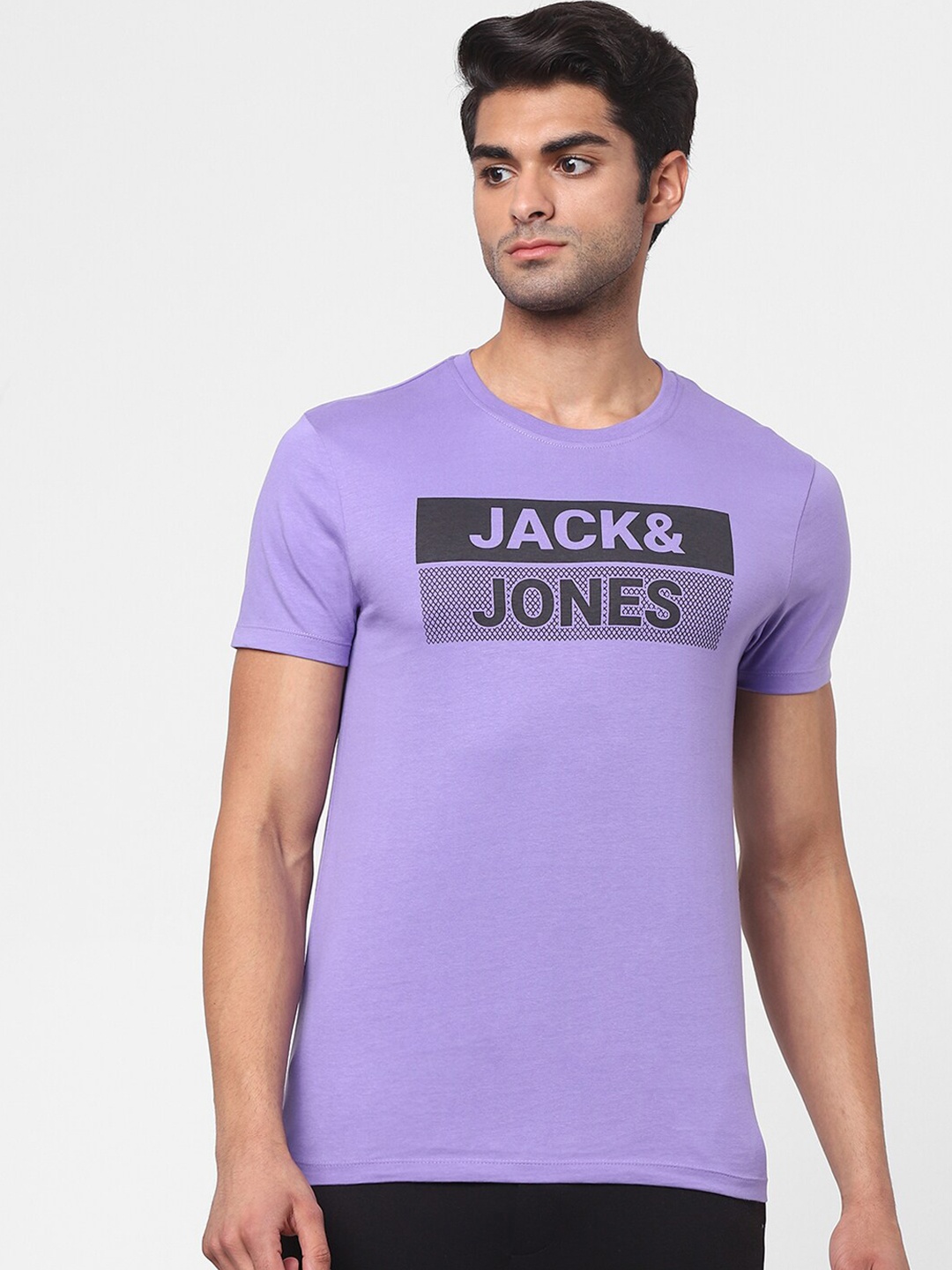 

Jack & Jones Men Purple Typography Printed Cotton Lounge T-shirt