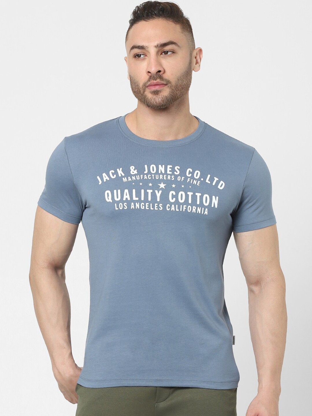 

Jack & Jones Men Blue Typography Printed Cotton Lounge T-shirt