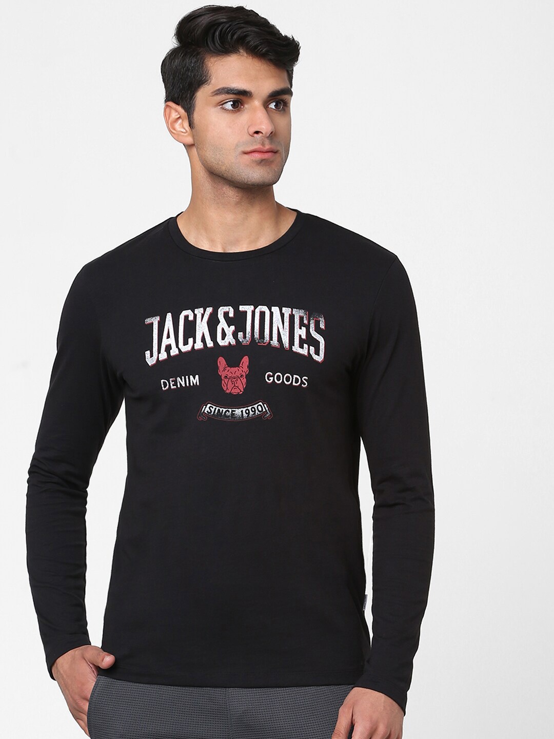

Jack & Jones Men Black Typography Printed Cotton Lounge T-shirt