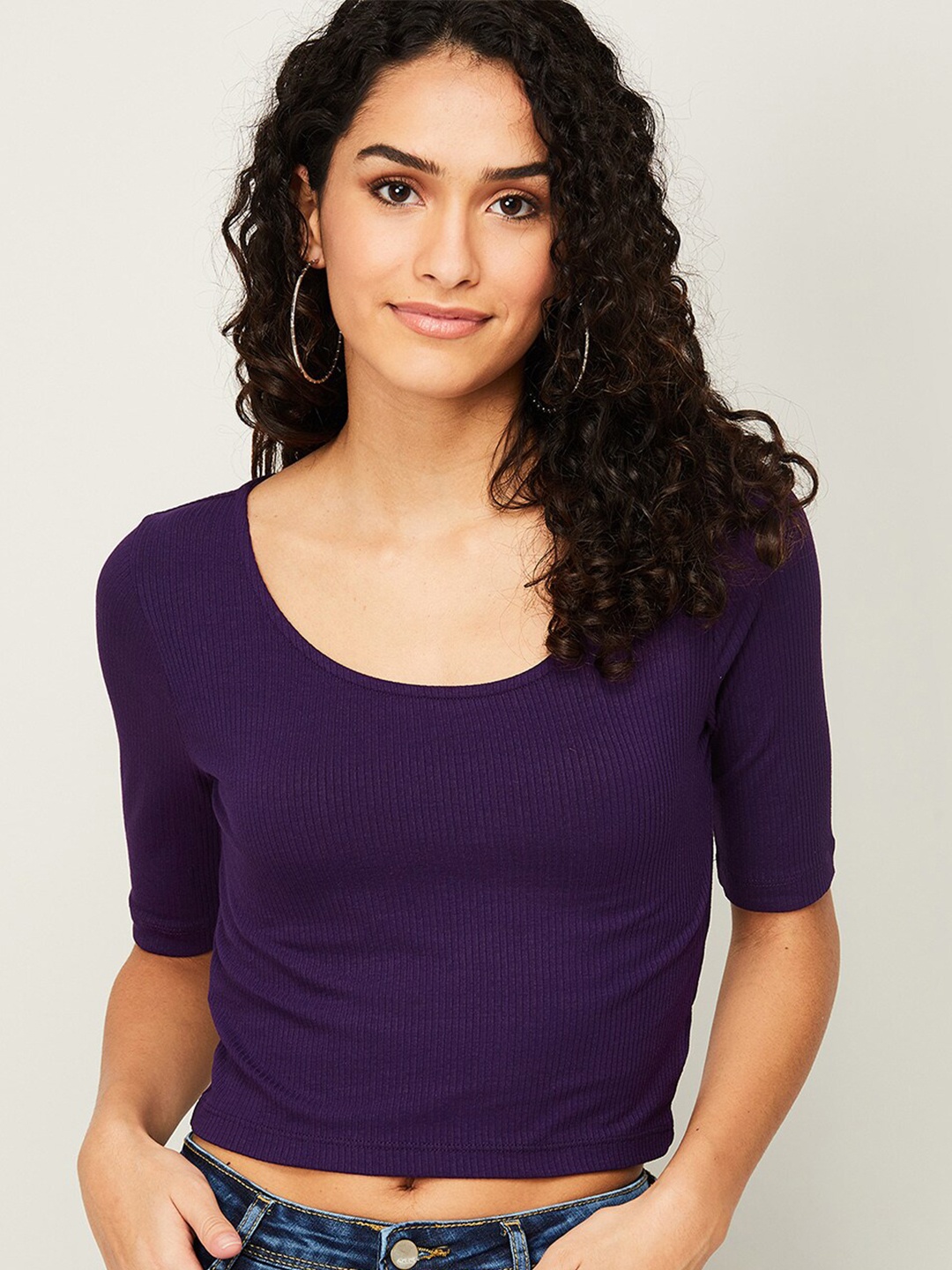 

Ginger by Lifestyle Purple Solid Crop Top