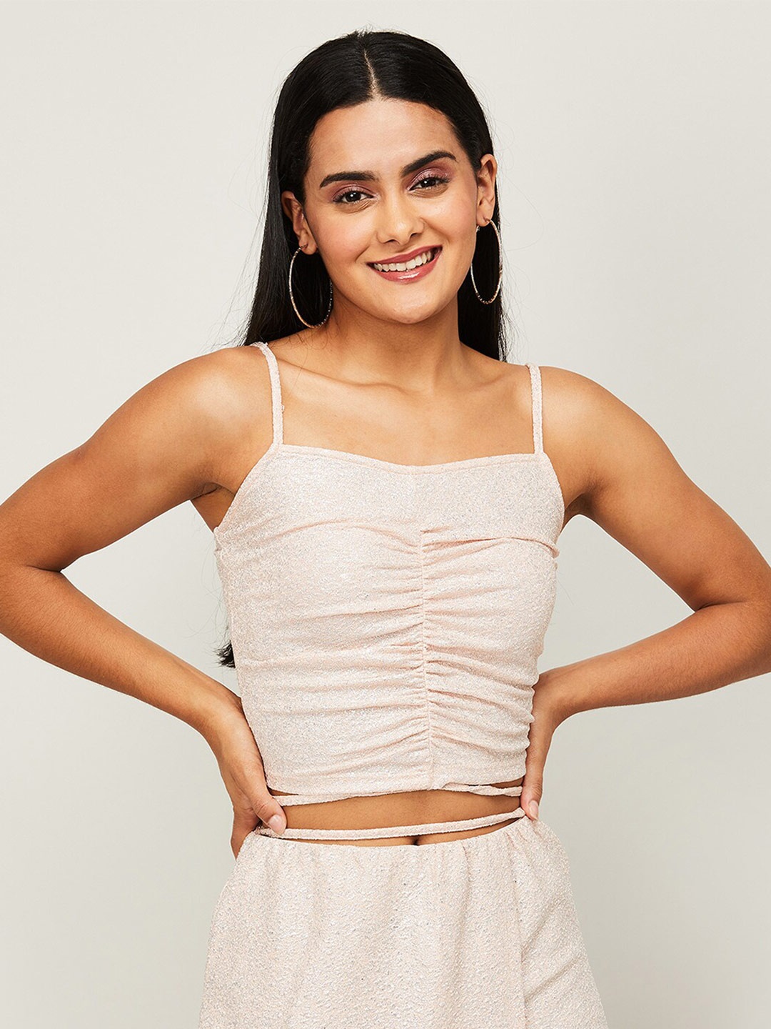 

Ginger by Lifestyle Pink Solid Crop Top
